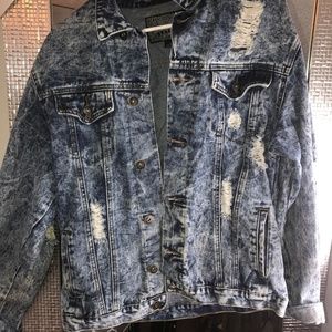 Acid Wash Distressed Denim Jacket